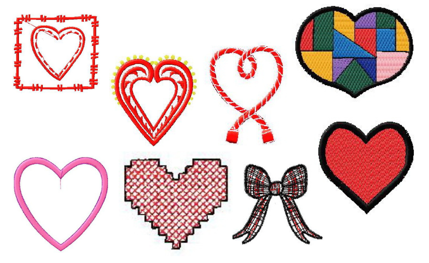 Machine Embroidery Hearts and bows collection 0